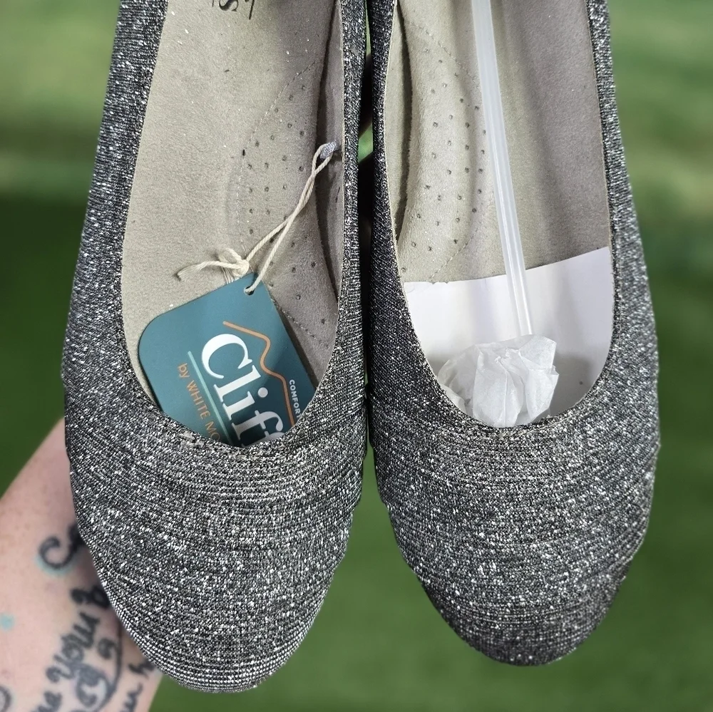 CLIFFS by WHITE MOUNTAIN | Clara METALLIC SHIMMER LOW WEDGE BALLET FLATS